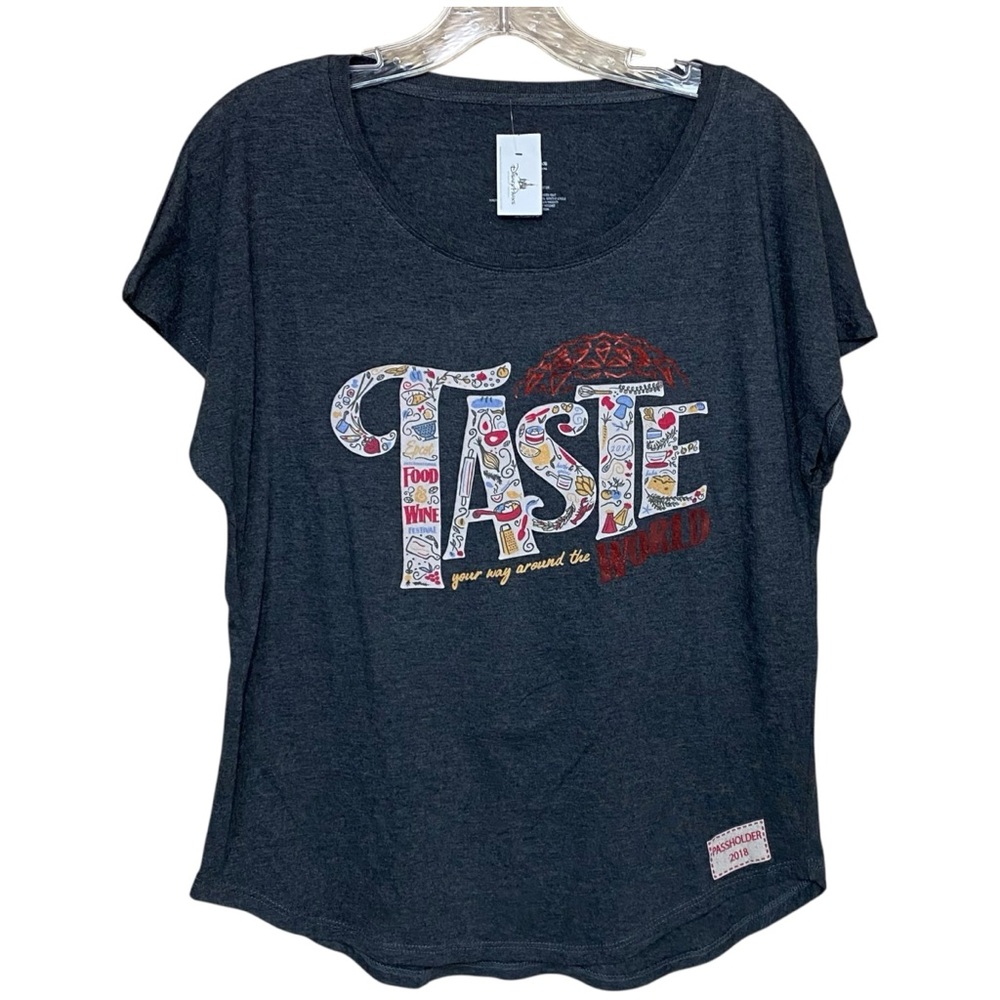 WALT DISNEY WORLD T Shirt FOOD WINE TASTE AROUND THE WORLD 2018 NWT